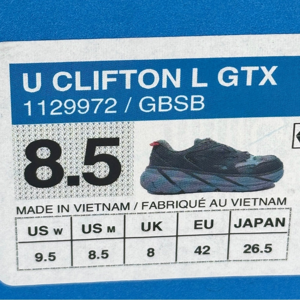 NWT Hoka Clifton Leather Gore-Tex Waterproof Unisex Goblin Stone Blue GBSB shoes - Picture 11 of 16